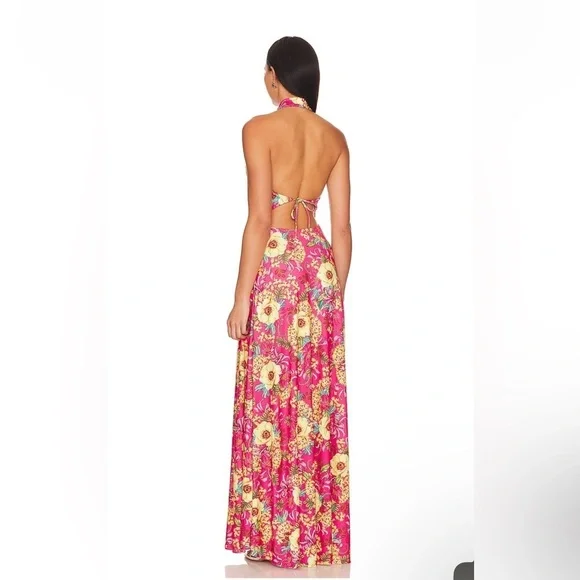 NWT Agua Bendita X Revolve Darmi Maxi Dress in Pink Foulard Floral - size  medium